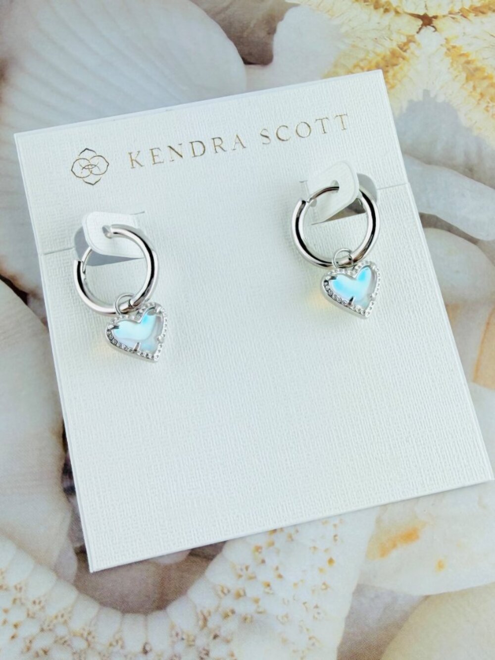 Kendra Scott Ari Heart Dichroic Glass Silver earrings - Picture 3 of 3